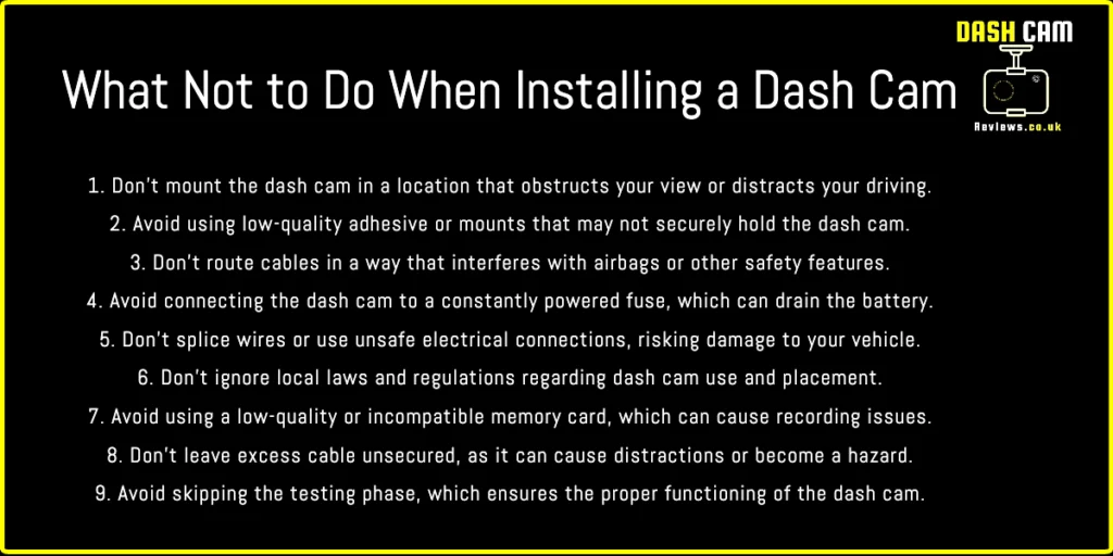 What Not to Do When Installing a Dash Cam